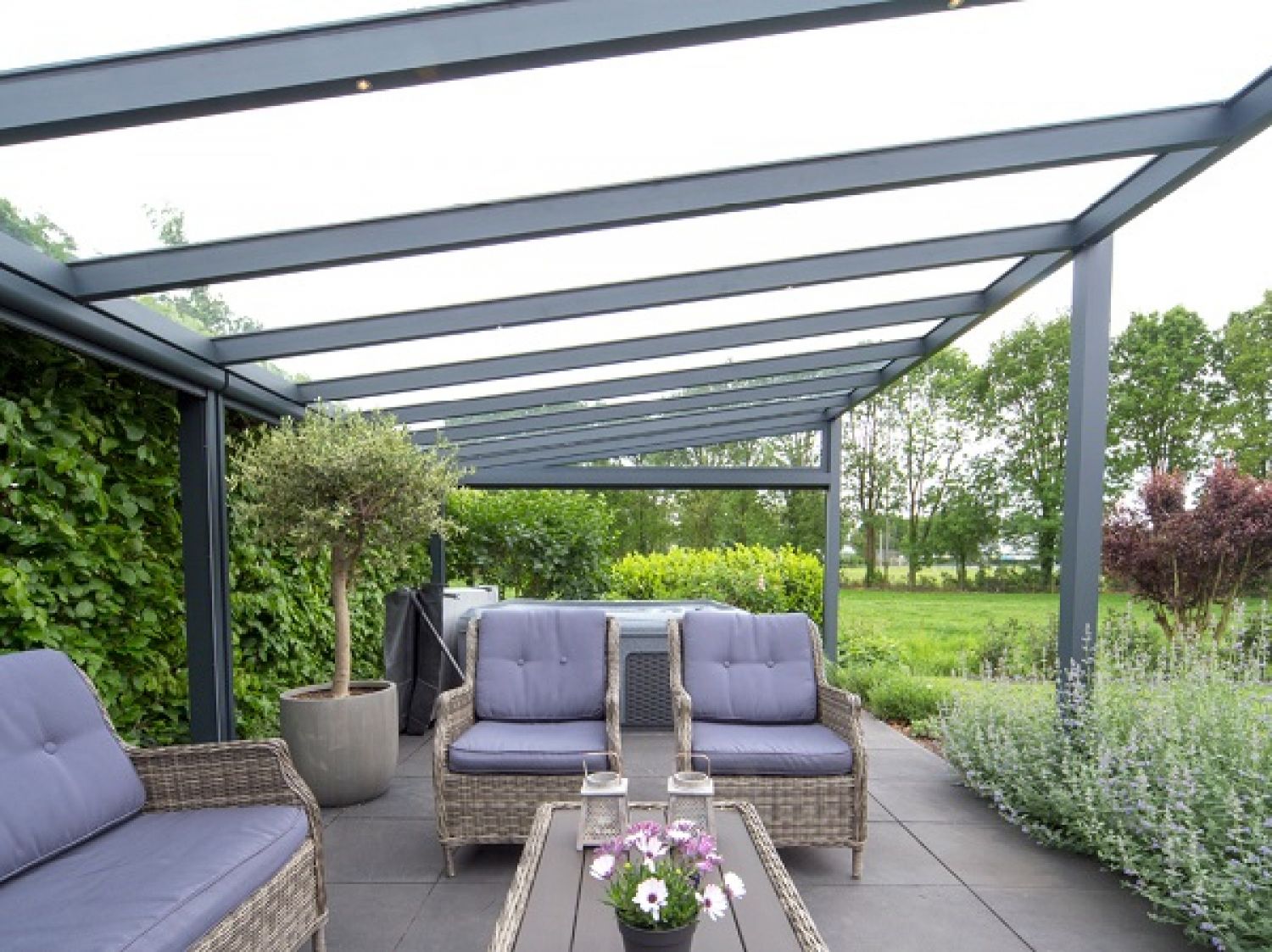 Profiline terrasoverkapping - vrijstaand - 600x250 cm - polycarbonaat dak