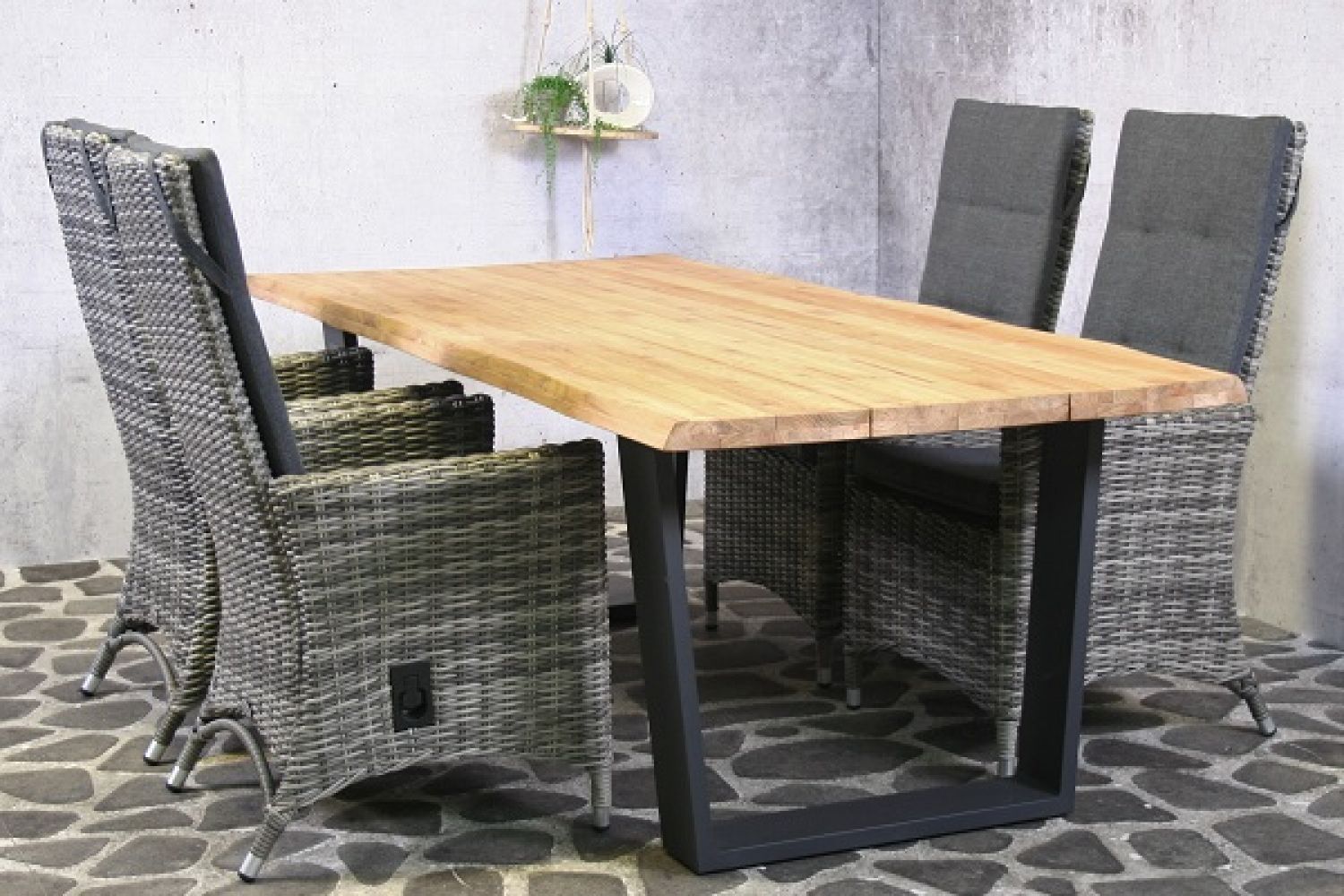 Tuinset teak en wicker