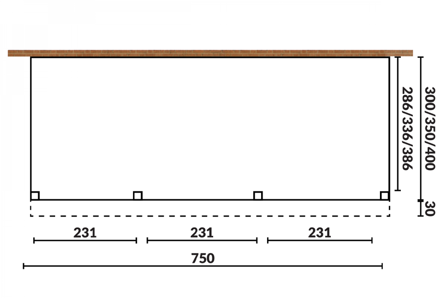 Aanbouw veranda Sublime plat dak - 750 x 300 cm