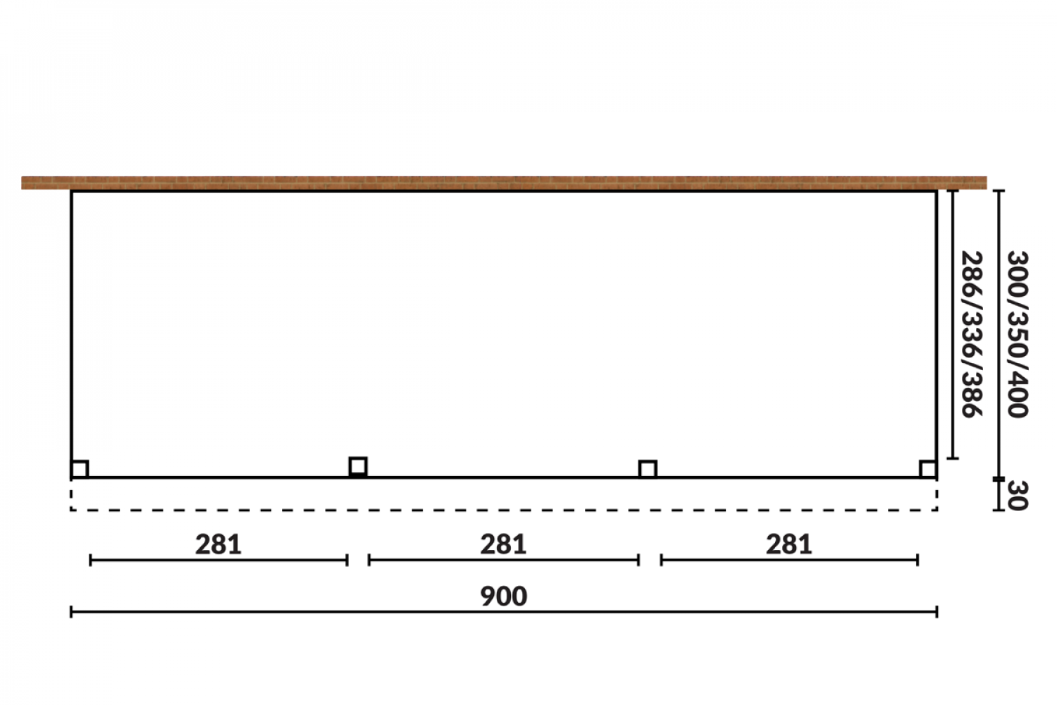 Aanbouw veranda Sublime plat dak - 900 x 300 cm