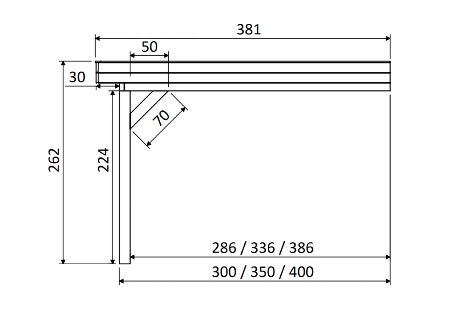 Aanbouwveranda SUBLIME Plat dak - 1200x300 cm
