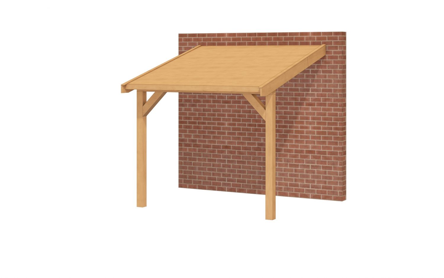 Aanbouw veranda Oblique schuin dak - 300 x 300 cm - Dakbeplanking