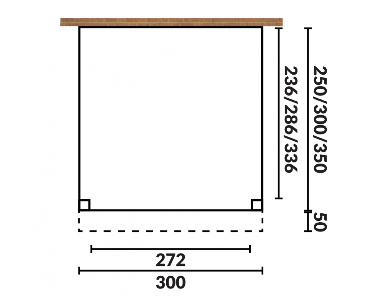 Aanbouw veranda Oblique schuin dak - 300 x 300 cm - Dakbeplanking