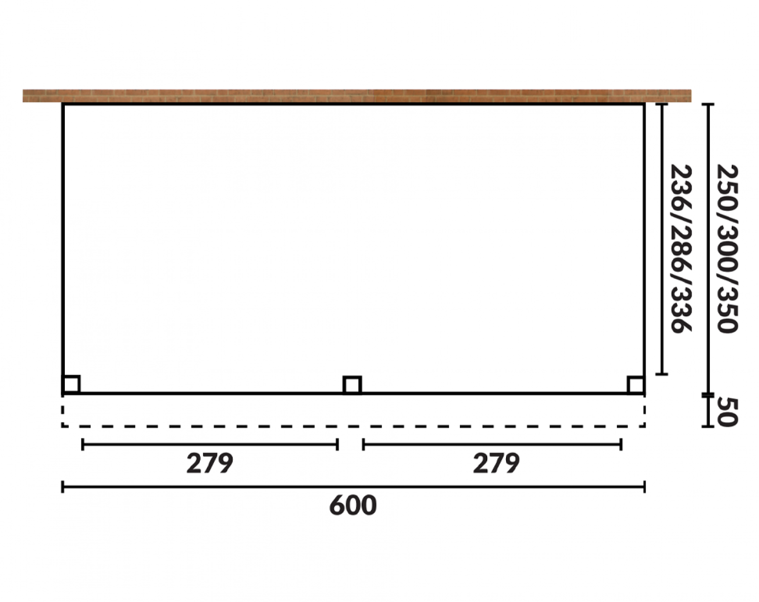 Aanbouw veranda Oblique schuin dak - 600 x 400 cm - Dakbeplanking