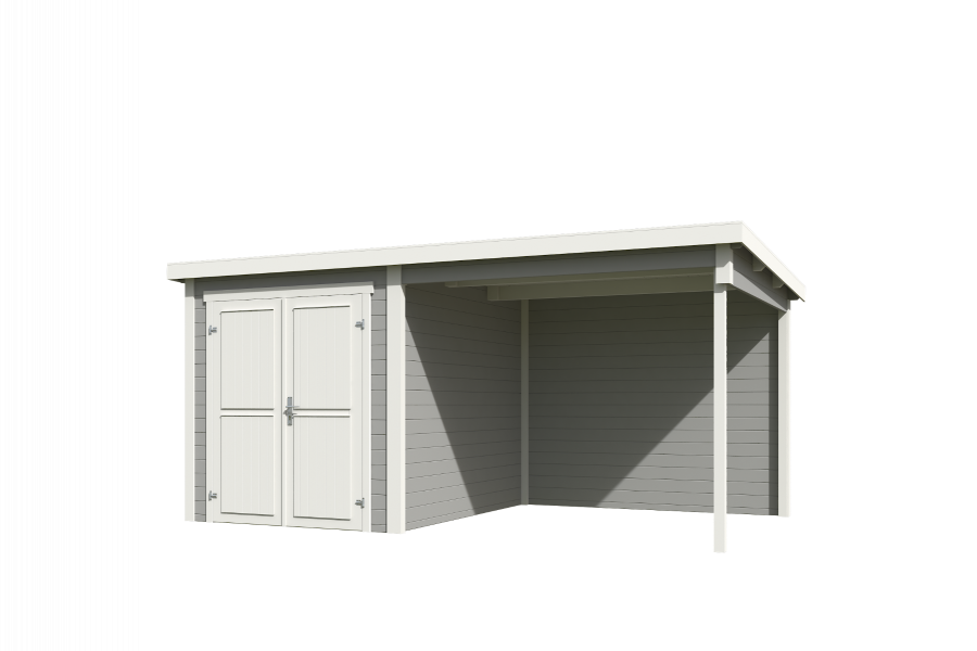 Outdoor Life Finn Tuinhuis 450x250 cm 28 mm vuren Platinum Grey-Wit gecoat