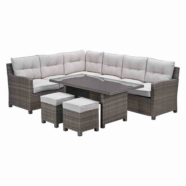 Lounge/dinnerset Blue Bird - 5-delig - links - organic grey / desert sand