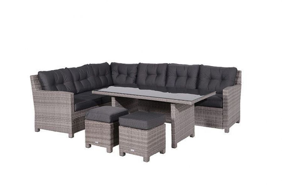 Blue bird lounge-diningset - 5-delig - rechts - organic grey - reflex black