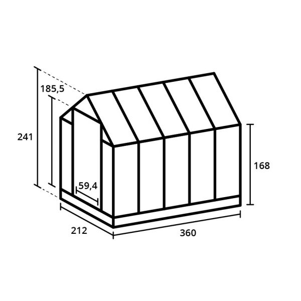 Royal Well Mary III aluminium tuinkas 212x360 zwart