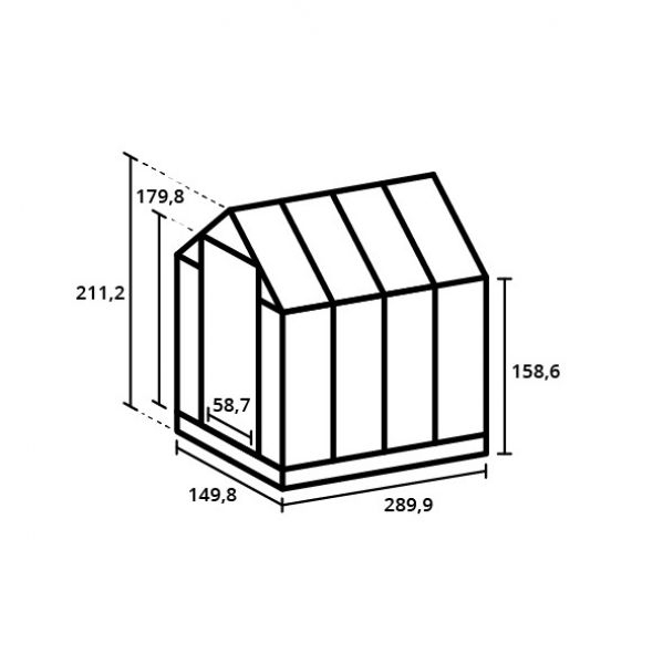 Royal Well Anne III tuinkas 150x290 cm zwart met 3mm veiligheidsglas (inclusief fundament)
