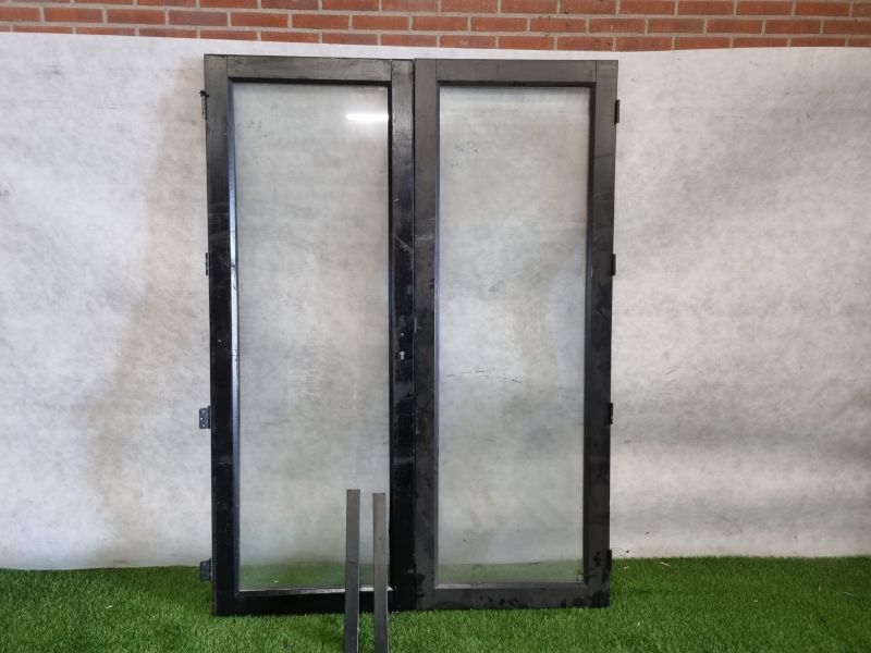 Dubbele steellook deur – dubbel glas, met scharnieren (206 x 150 cm) - SALE25135