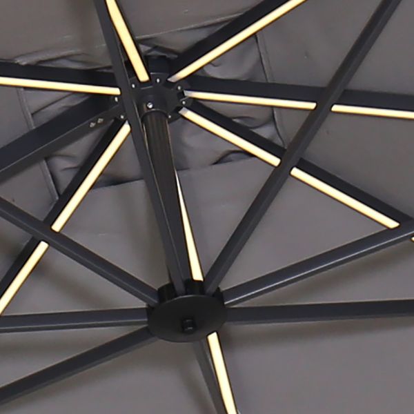 Garden Impressions Hawaii Lumen parasol - 300x300 cm - carbon black-licht grijs