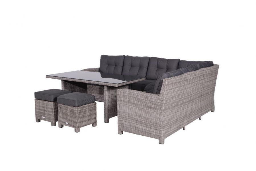 Blue bird lounge-diningset - 5-delig - rechts - organic grey - reflex black
