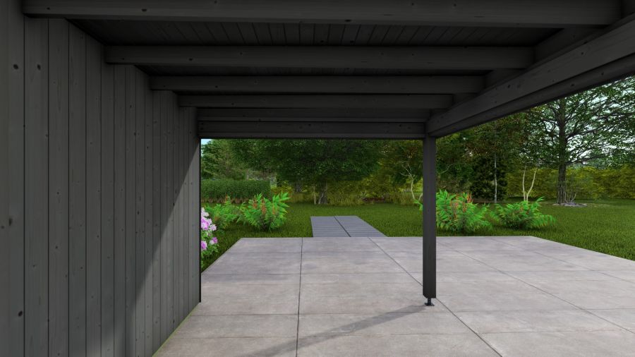 Poolhouse Trendy 300x300 cm + luifel 300 cm - compleet zwart gecoat