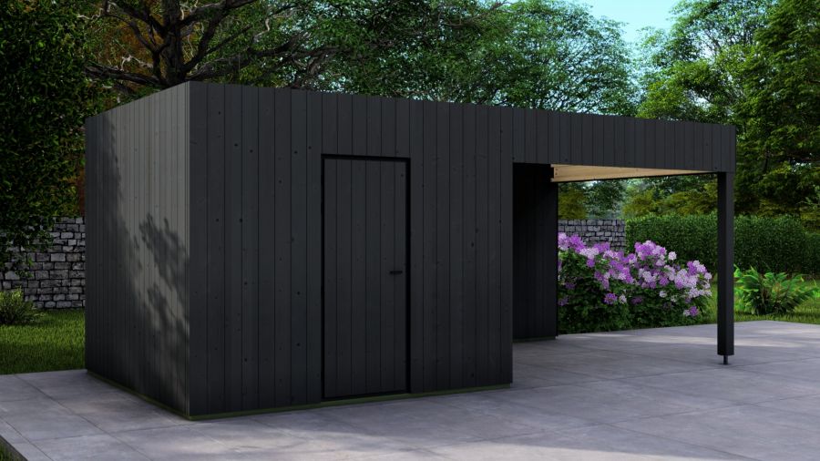 Poolhouse Trendy 300x300 cm + luifel 300 cm - exterieur zwart gecoat