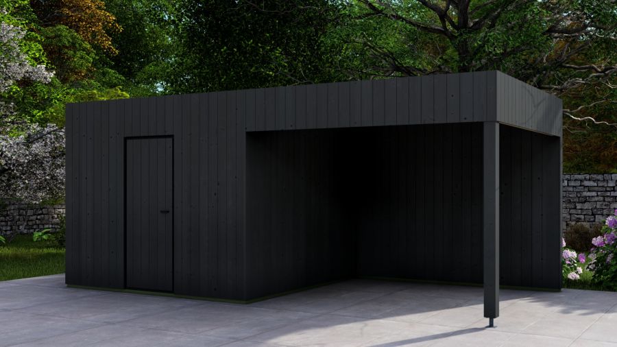 Poolhouse Trendy 300x300 cm + luifel 300 cm - exterieur zwart gecoat