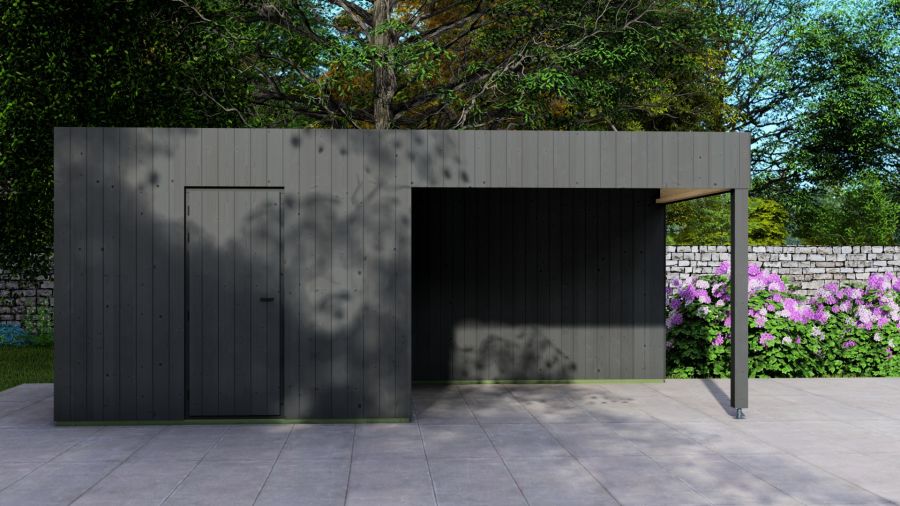 Poolhouse Trendy 300x300 cm + luifel 300 cm - exterieur zwart gecoat