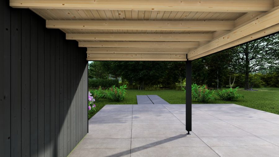 Poolhouse Trendy 300x300 cm + luifel 300 cm - exterieur zwart gecoat
