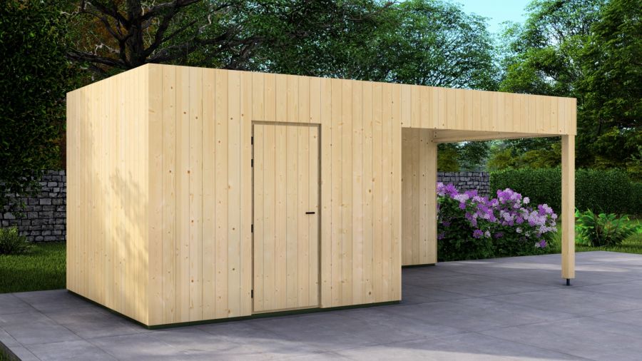 Poolhouse Trendy 300x300 cm + luifel 400 cm - onbehandeld