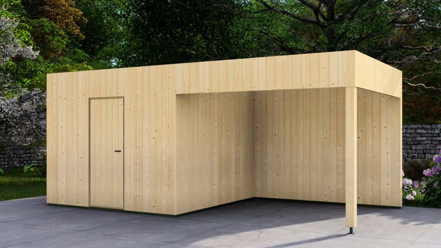 Poolhouse Trendy 300x300 cm + luifel 400 cm - onbehandeld