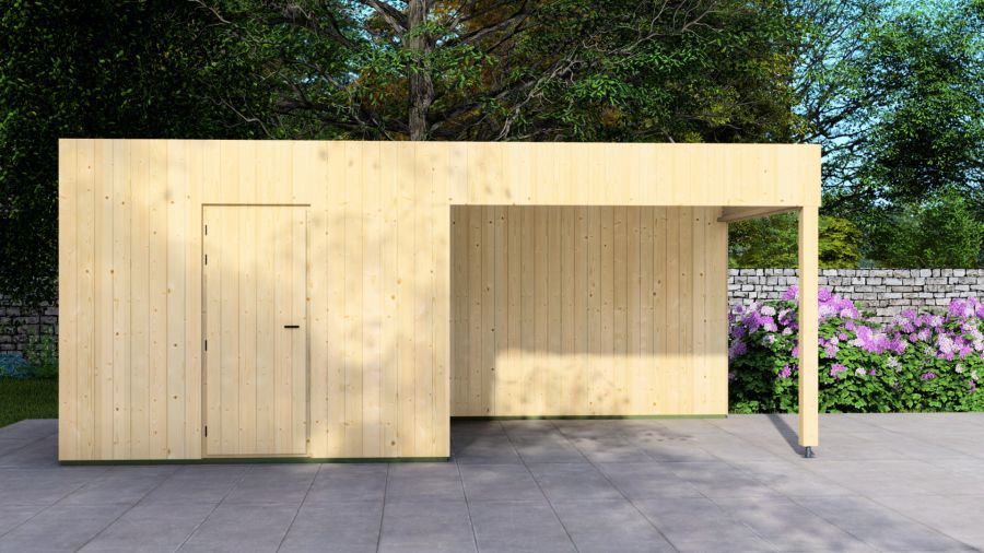 Poolhouse Trendy 300x300 cm + luifel 400 cm - onbehandeld