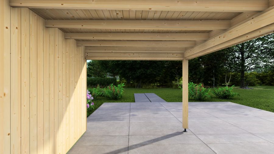 Poolhouse Trendy 300x300 cm + luifel 400 cm - onbehandeld
