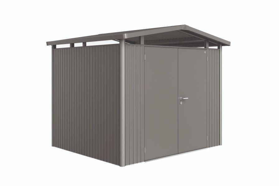 Biohort Panorama Gr. P4 metalen tuinhuis met dubbele deur 273x278 cm zilvergrijs metallic