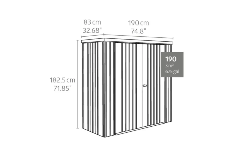 Biohort metalen tuinkast 190 190x83x182,5 cm zilver
