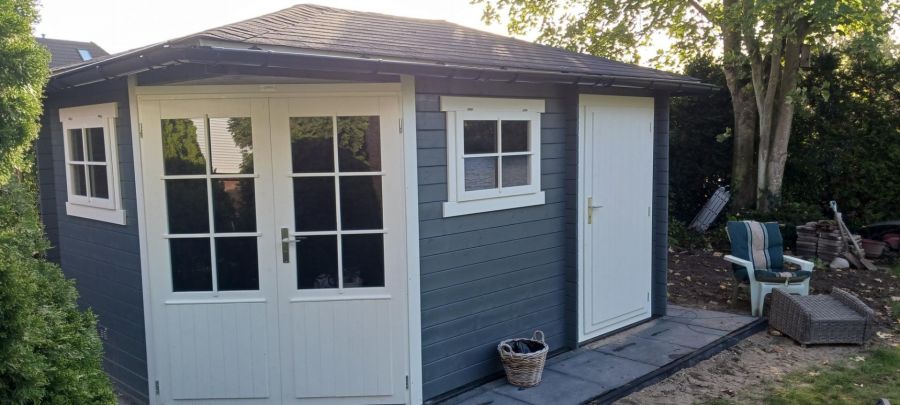 Interflex 4355 Hoekblokhut 300x440 cm 28 mm vuren exterieur gecoat