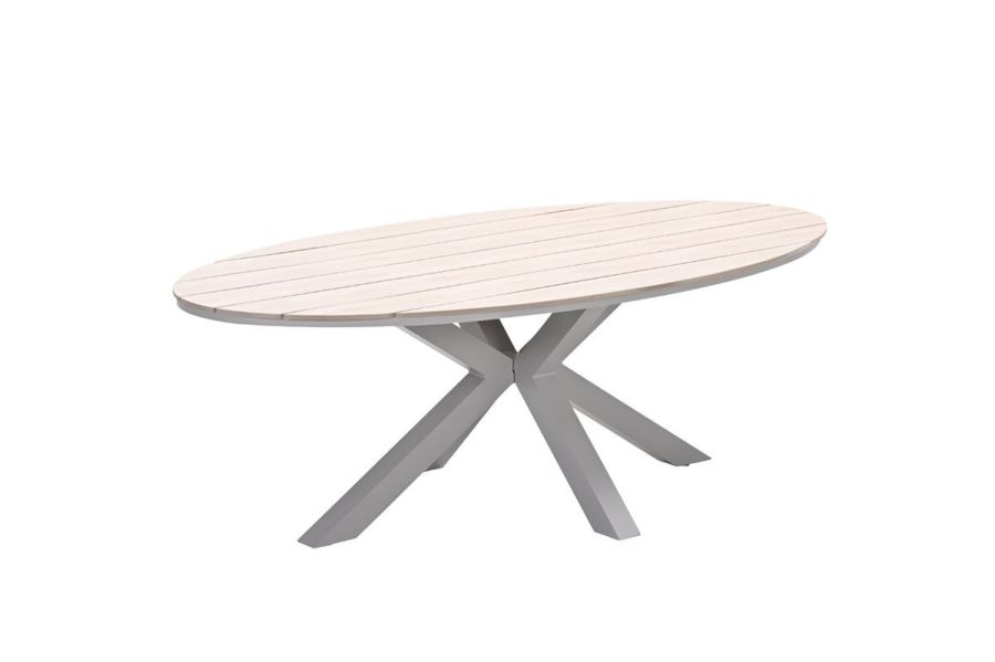 Garden Impressions Vera diningset taupe / light teak tafel en 6 taupe valley sand fauteuils - Showmodel Hoofddorp