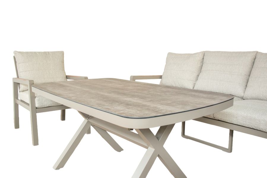 SenS-Line Colin loungeset 4-delig aluminium met beige kussens