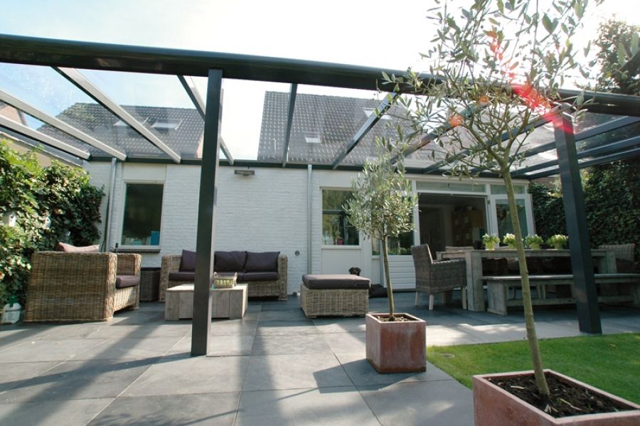 Terrasoverkapping Profiline met glas 600x300 cm