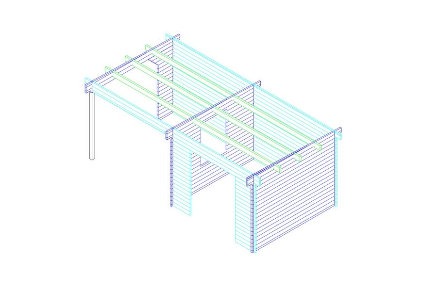 Interflex 3031Z Blokhut 300x300 cm 40 mm vuren groen geïmpregneerd