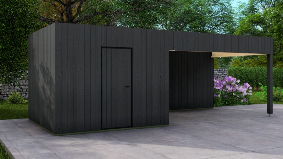 Poolhouse Trendy 300x300 cm + luifel 400 cm - exterieur zwart gecoat