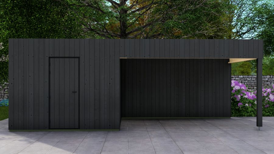 Poolhouse Trendy 300x300 cm + luifel 400 cm - exterieur zwart gecoat