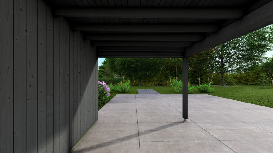 Poolhouse Trendy 300x300 cm + luifel 400 cm - compleet zwart gecoat