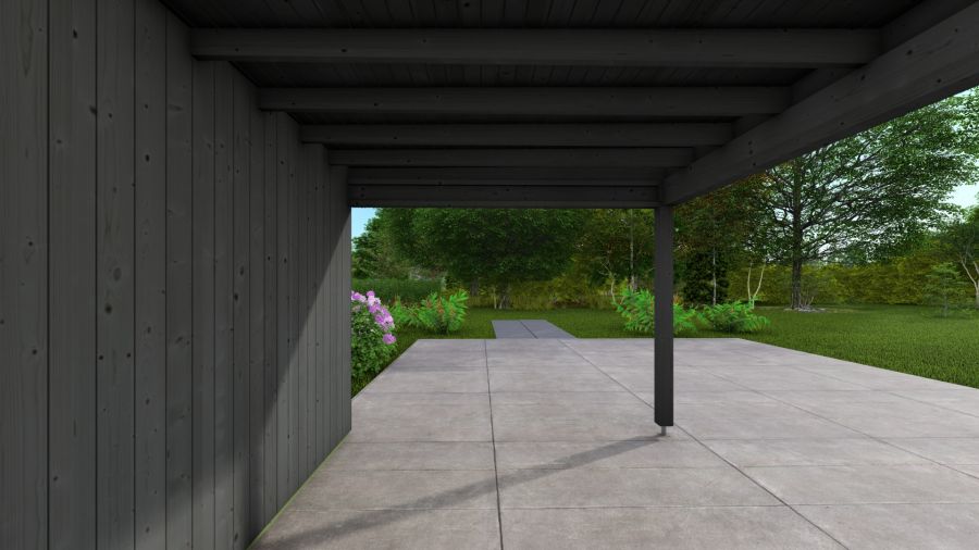Poolhouse Trendy 200x300 cm + luifel 300 cm - compleet zwart gecoat