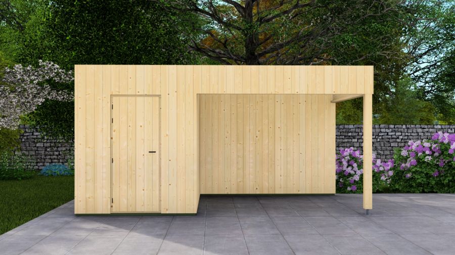 Poolhouse Trendy 200x300 cm + luifel 300 cm - onbehandeld