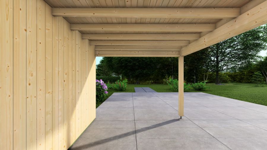 Poolhouse Trendy 200x300 cm + luifel 300 cm - onbehandeld