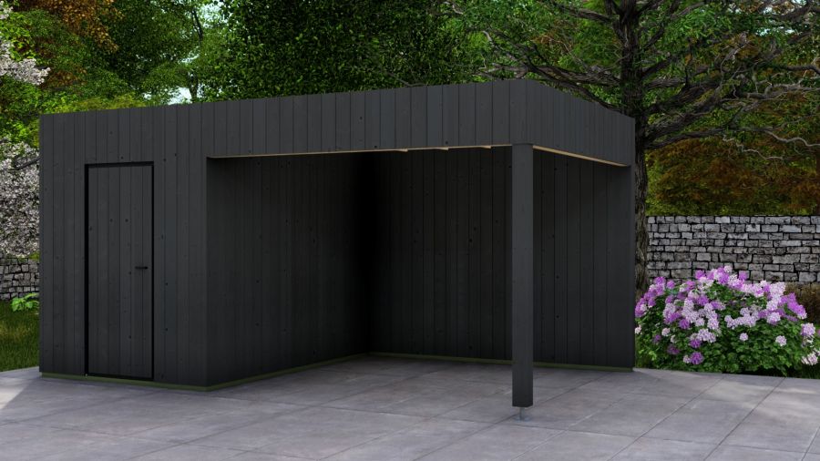 Poolhouse Trendy 200x300 cm + luifel 300 cm - exterieur zwart gecoat