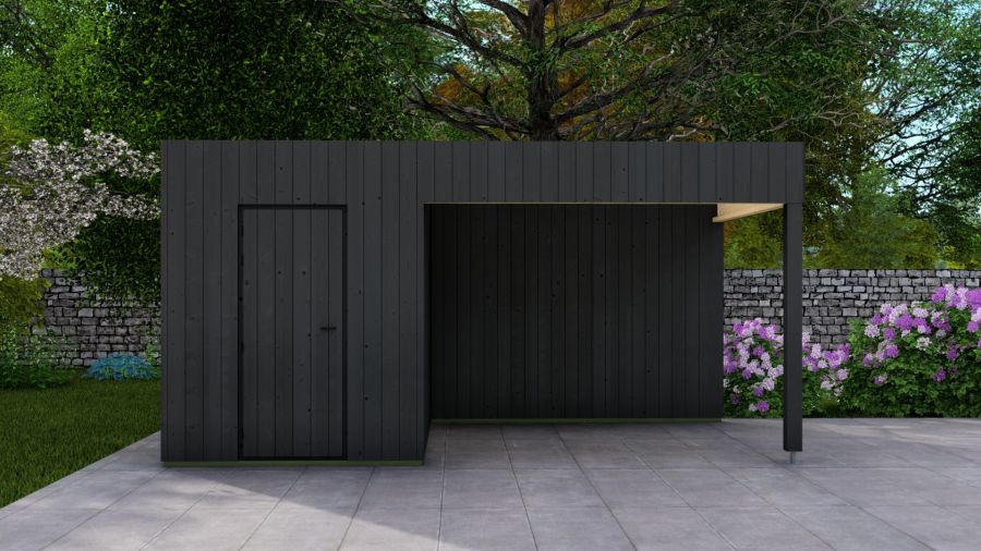 Poolhouse Trendy 200x300 cm + luifel 300 cm - exterieur zwart gecoat