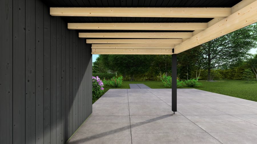 Poolhouse Trendy 200x300 cm + luifel 300 cm - exterieur zwart gecoat