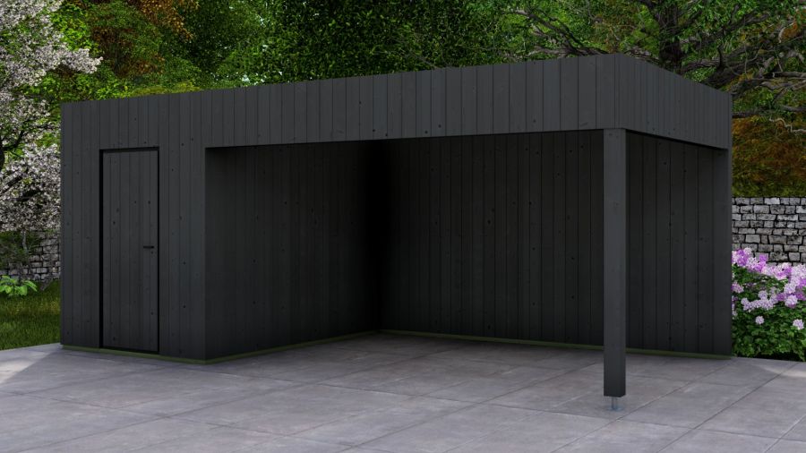 Poolhouse Trendy 200x300 cm + luifel 400 cm - compleet zwart gecoat