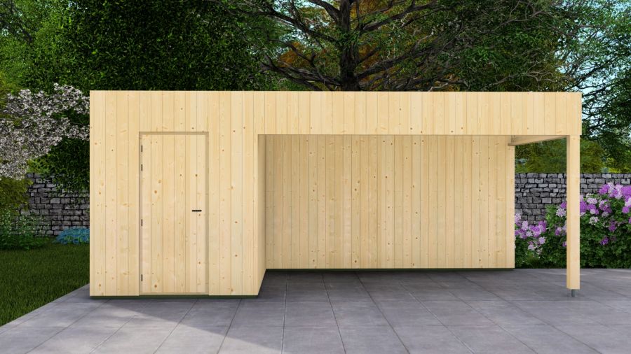 Poolhouse Trendy 200x300 cm + luifel 400 cm - onbehandeld