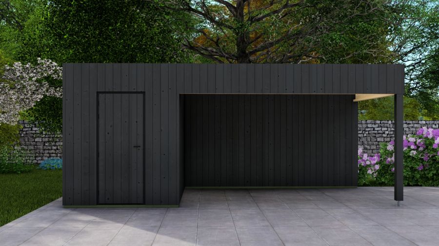 Poolhouse Trendy 200x300 cm + luifel 400 cm - exterieur zwart gecoat