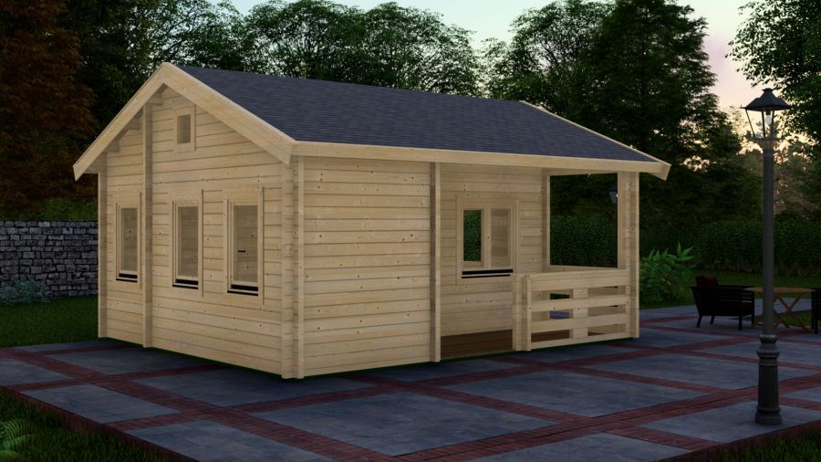Chalet Edelweiss 600x510 cm incl. vloer, ramen en deuren