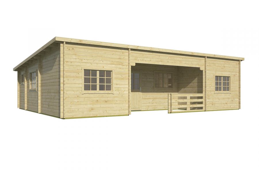 Blokhut Extremadura | 44 mm | Red Class Wood geïmpregneerd | 1064x795 cm