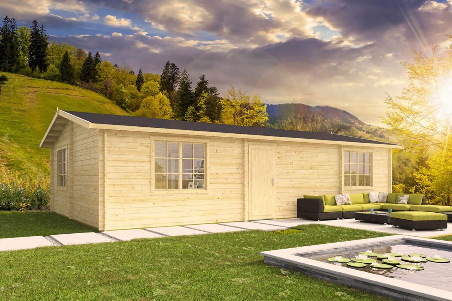 Blokhut Navarra | 44 mm | Red Class Wood geïmpregneerd | 1032x633 cm
