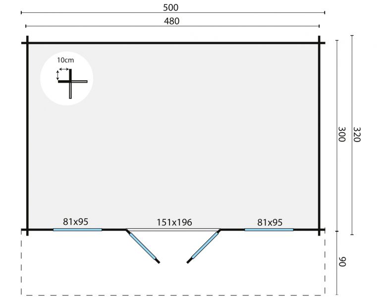 Tuindeco Rome Blokhut 500x320 cm 45 mm vuren honing geïmpregneerd