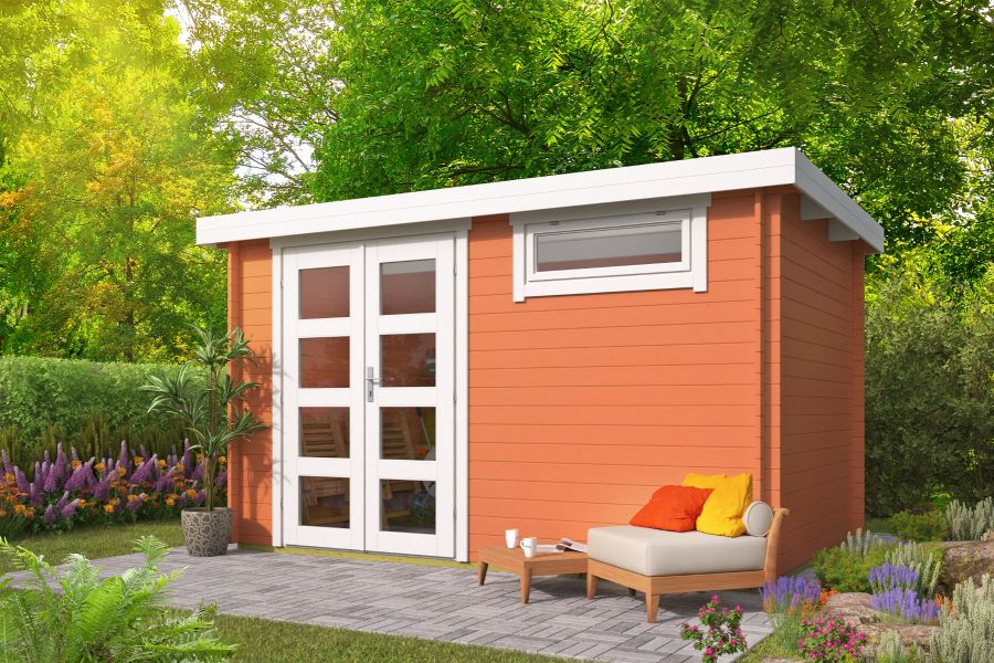 Tuindeco Uddel Blokhut 380 x 260 cm 28 mm vuren honing geïmpregneerd