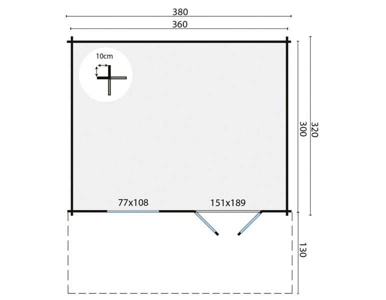 Tuindeco Marbella Blokhut 380x320 cm 34 mm vuren bruin geïmpregneerd